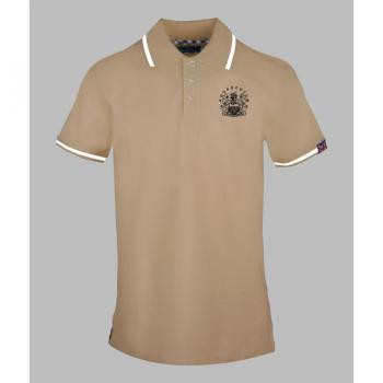 Aquascutum Men's Tipped Aldis Beige Polo Shirt - Size Small