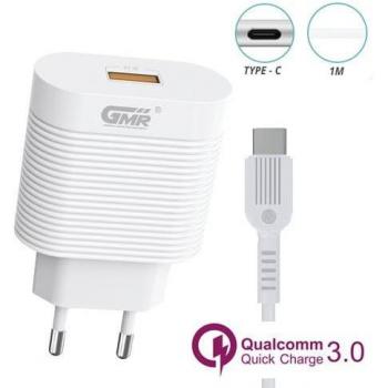 Cargador USB 3A Quick Charge + Cable Tipo C