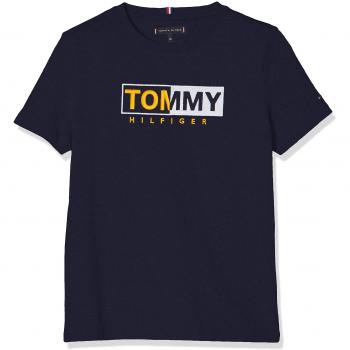Tommy Hilfiger Essential Graphic Embr tee S/s, Camiseta para Niños, Azul