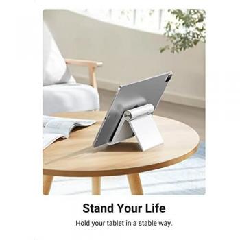 UGREEN Tablet Stand Adjustable Desk Mobile Phone Holder Foldable Portable Video FaceTime Mount Compatible with iPad Pro 11”, iPad Mini 6 Air, iPhone 13 XS XR Pro Max, Galaxy S21/Tab A/S7/S5e