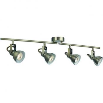 Foco de techo 81cm Focus en latón antiguo, 4 puntos, ajustable, tipo GU10