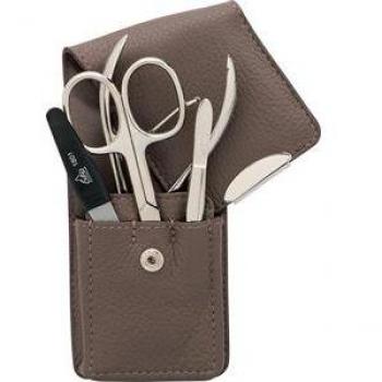 Erbe Siena 4-Piece Travel Manicure Set - Taupe, Engravable Unisex Design