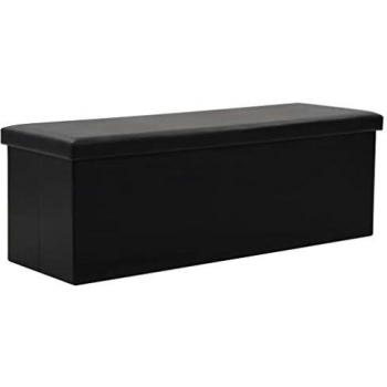 vidaXL Banco Almacenaje Plegable Piel Sintética 110x38x38 cm Negro Orden Casa