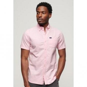 Superdry Men's Short Sleeve Vintage Oxford Shirt, City Pink, M
