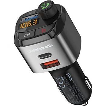 UNBREAKcable Transmisor FM Bluetooth 5.0 - Cargador de Coche con Tres USB Puerto de Carga