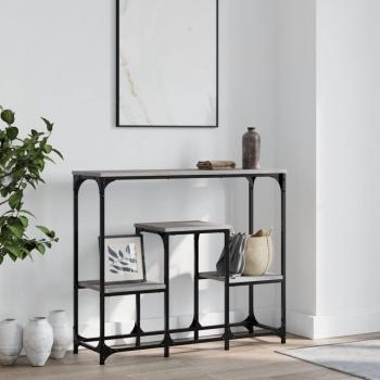 Mesa consola de madera de ingeniería 89,5x28x76 cm en color Negro, Roble Sonoma y Roble ahumado - Mesa de sofá, Mesa de Entrada para Salón, Consola de Entrada, Mueble Recibidor