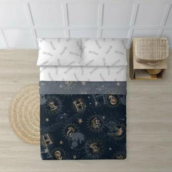 Juego de Sábanas Harry Potter HPotter Gold 100% Algodón Multicolor para Cama de 90 cm - Ligeras, Suaves y Confortables