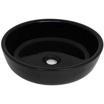 vidaXL Lavabo Redondo Cerámica Negro 42x12 cm Lavamanos Lavatorio Grifo Baño