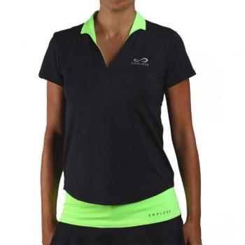 Polo de mujer de manga larga Endless Onyx en color negro y verde