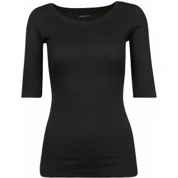 Marc Cain Women's Black T-Shirt Size 36 with Ribbed Texture and Half Sleeves