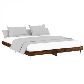 Estructura de cama madera contrachapada roble ahumado 200x200cm
