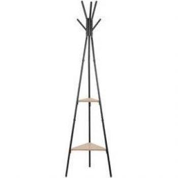 Perchero De Pie Moa Vinthera 5 Colgadores + 2 Estantes Negro 180 Cm
