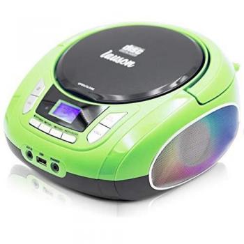 Lauson NXT964 Reproductor CD Portátil Luces LED Multicolor y Radio FM Digital y Pantalla LCD | Lector USB para Reproducir Música MP3 | CD Player con Salida de Auriculares y Altavoces