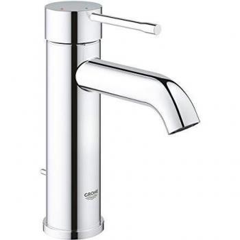 Grohe Essence - Grifo de lavabo monomando con vaciador automático y función de ahorro energético, con conexiones flexibles