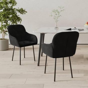 Black Velvet Dining Chairs Set of 2