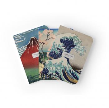 Pack 3 cuadernos A5 Hokusai Kokonote azul y gris