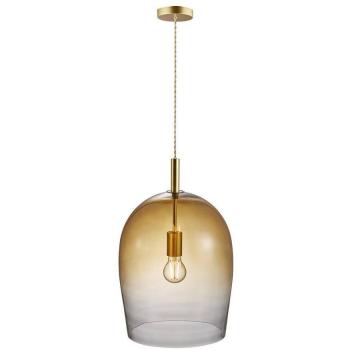 Lámpara colgante de luz Uma 30E27 Ámbar - vidrio | Max. 40W, vintage dorado con pantalla de cristal ámbar ø30