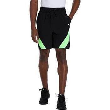 PUMA Hombre Shorts Shorts de Training elásticos Fit 7 Hombre M Black Fizzy Lime Green