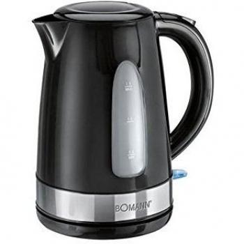Bomann WKS 1581 CB - Hervidor de agua eléctrico, capacidad 1,5 l, 2200 W, color negro y plata