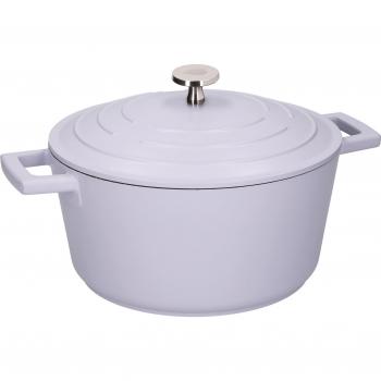 Cazuela Redonda con Tapa MasterClass de 4L, Acero Fundido, Apta para Hornos, Resistente a los Rayones, Revestimiento Antiadherente, Morado Lavanda