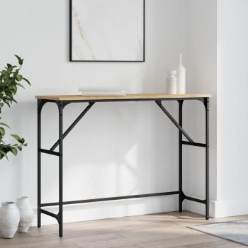 Mesa consola de madera de ingeniería roble 100x32x75 cm en colores Negro, Roble Sonoma y Roble ahumado, ideal como mesa de sofá o mueble recibidor para salón
