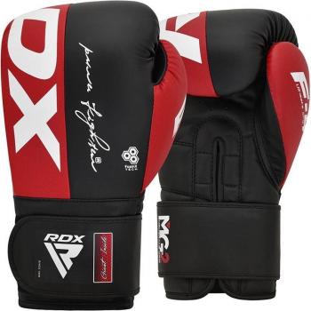 Guantes de Boxeo RDX F4 Sparring 10 oz con Cierre de Gancho y Bucle, Negro/Rojo/Blanco