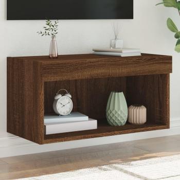 Mueble para TV con luces LED 60x30x30 cm en roble marrón, vidaXL, Mueble de salón, Mesa de TV