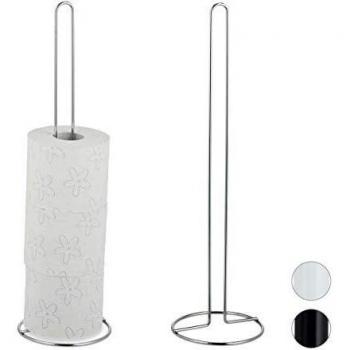 Juego de Soportes para Papel Higiénico, Set de 2, Capacidad para 5 Rollos Cada Uno, Metal, Libre de Piso, HxD: 50 x 14 cm, Color Plata