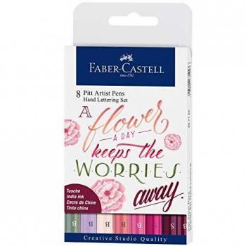 Faber-Castell- Estuche Faber 8 PITT punta pincel Rojos, Multicolor