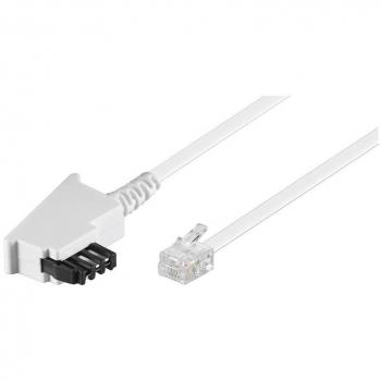 Cable de conexión telefónica TAE/F, blanco, 10 m, pinout universal