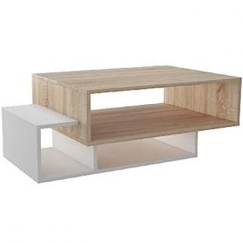 Mesa de Centro Elisa, Tablero Aglomerado de Melamina, Blanco y Sonoma, 100x60x35 cm