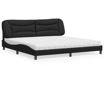 Cama con colchón de cuero sintético negro 200x200 cm