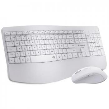 Combo Teclado y Ratón Inalámbrico SUBBLIM DUAL OFFICE PROWAVE Blanco, Conexión Bluetooth 5.3 y USB, Diseño Ergonómico, Batería Recargable