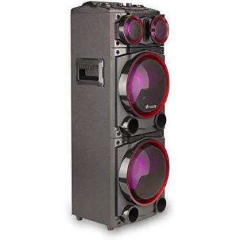 Altavoz Bluetooth con Doble Subwoofer, Efecto de Luces y 300W de Potencia, con entradas SD, USB, AUX IN y Radio FM, NGS Wild Punk 2