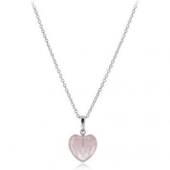 Collar de plata de ley 925 y cuarzo rosa acabado baño rodio Luxenter Yedia