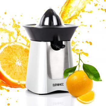 Duronic JE6 SR Exprimidor Naranjas de 100W Eléctrico Surtidor Antigoteo Filtro Regulador de Pulpa, 2 Conos y Tapa
