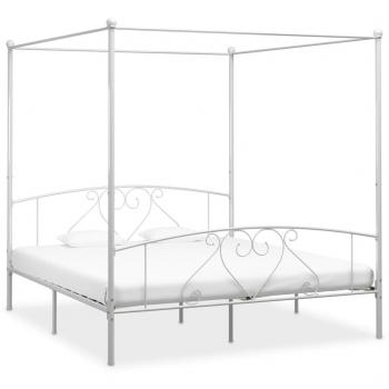 Cama con dosel de metal blanco 200x200cm