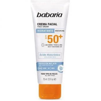 Babaria Sun Face Waterproof Sunscreen SPF 50+ with Hyaluronic Acid, 75 ml