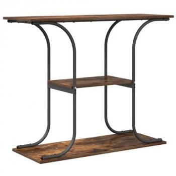 Mesa Consola con Estante de Madera Ingenierizada en Roble Ahumado 101 x 35 x 80.5 cm
