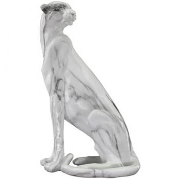 Figura de Leopardo Blanco de Resina - 40x17x24cm, decorativa para salón, modelo 27405, marca Signes Grimalt