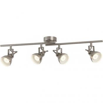 Foco barra Focus Satinado metal plata 4 bombillas 16cm, tipo de producto: foco barra, características: acabado satinado, color metal plata, incluye 4 bombillas GU10, longitud de 16 cm