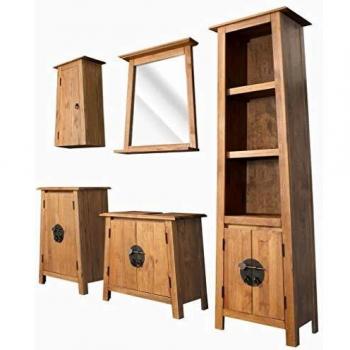 vidaXL Set Muebles Cuarto Baño Madera 5 Pzas Mobiliario Bañera Armario Tocador