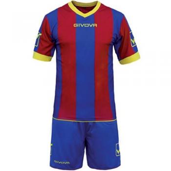 Givova Conjunto de fútbol Kit Catalano azul / rojo oscuro, incluye camiseta y pantalones cortos, talla XL