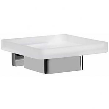 Portasapone de pared Lea cromo pulido con bacinella de vidrio esmerilado