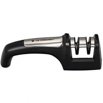 Afiador de Cuchillos Le Creuset con Ruedas de Acero Inoxidable para Cuchillas Rectas y Damasco, Color Negro