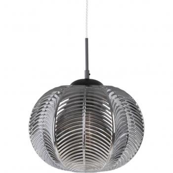 Lámpara de Techo 34,5 x 34,5 x 130 cm Cristal Gris con diseño tallado en hojas de cristal y metal gris