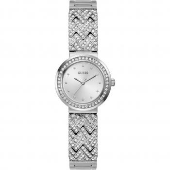 Guess Reloj de mujer Treasure GW0476L1 - Acero, correa glitter silver, diámetro 28 mm