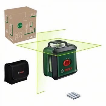 Nivel láser Bosch GLL 3-80, nivelación de líneas cruzadas, alcance de hasta 30 metros, precisión de ±0.2 mm/m, con soporte y trípode incluido