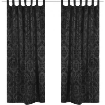 vidaXL 2 cortinas negras barrocas de tafetán con lengüetas, 140 x 245 cm