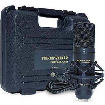Marantz Professional MPM-2000U - Micrófono de condensador USB para grabaciones en Mac/ PC, podcasts, juegos; con soporte de araña, cable USB y estuche